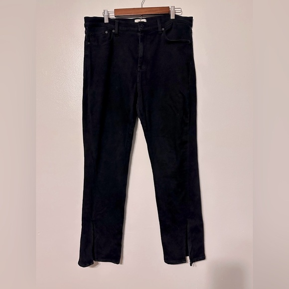 Pistola Teagan Slit Hem High-Rise Straight Jeans in black dark vinyl size 32 - Picture 6 of 7